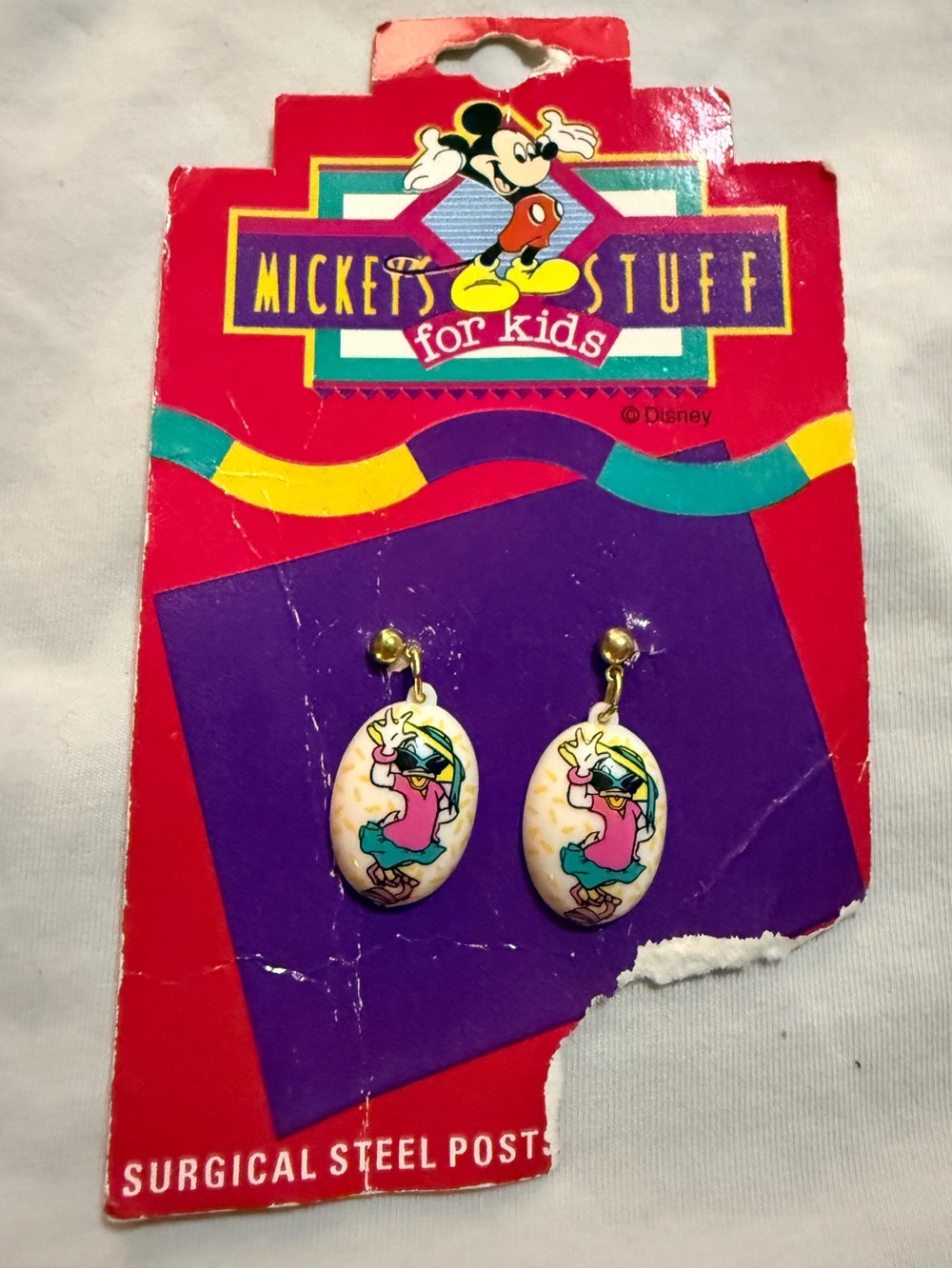 Vintage Disney Daisy Duck Dangle Earrings Steel Posts